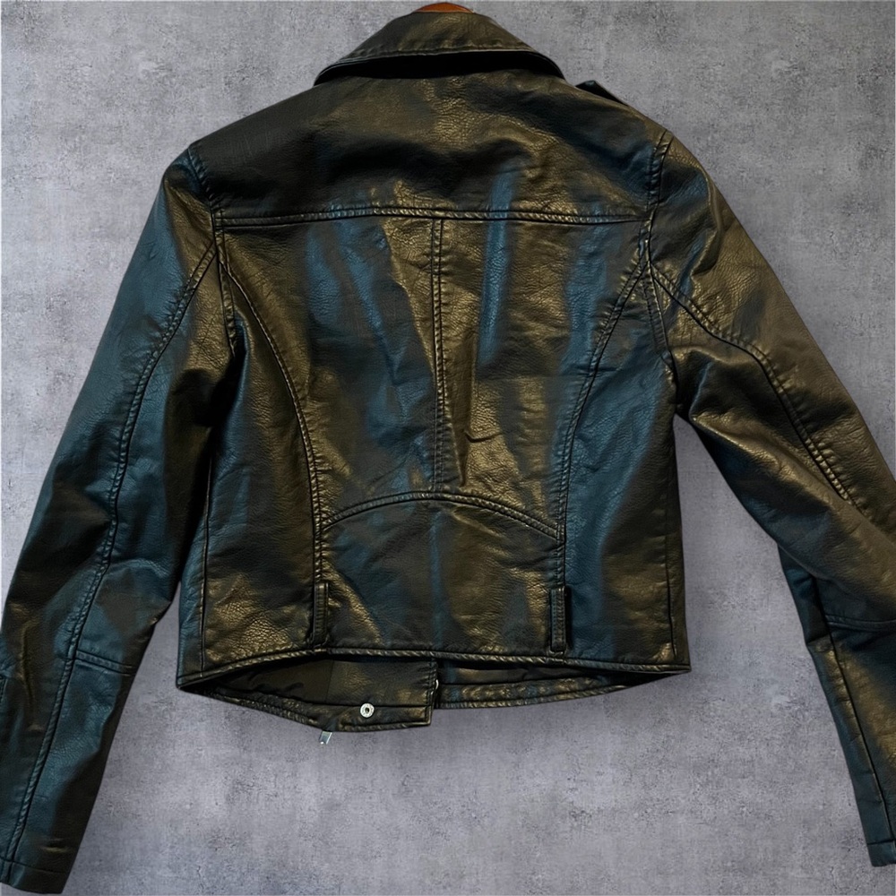 Wild Fable Black Faux Leather Motorcycle Jacket Women’s Small - Picture 6 of 6